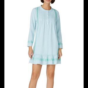 Sail to Sable Blue & Green Embroidered Mini Dress - Size Large - Like New